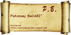 Patonay Baldó névjegykártya